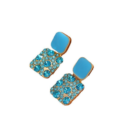 Macarons Geometry Earrings - Sterling Silver Needle Square Pastel Style