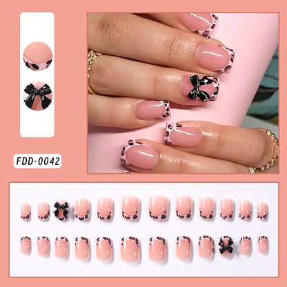 Square Head Flower Design Fake Nail Tips Acrylic Floral Wearable Ballet False Nail Artificial Full Cover Press on Nails