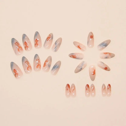 24/30PCS Reusable 3D Effect False Nail Green Ripple Glitter Press on Nails Full Cover Pink Bow Nail Tips for Women Girl