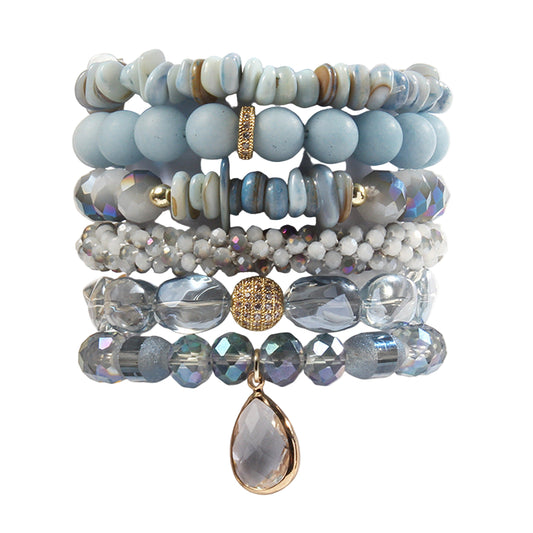 Women’s Glass Beaded Stretch Stackable Bracelet Set