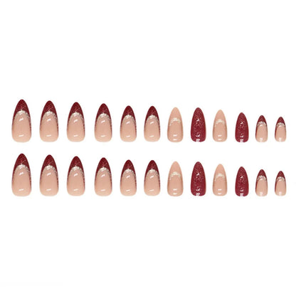Fashion Wearable Manicure Almond Fake Nails Pointed Head Full Cover Press on Nails False Nail Girl