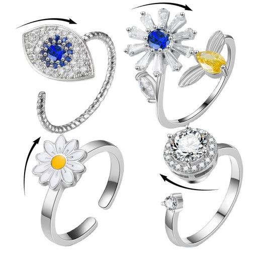 Turnable Anxiety Rings - Eyes Flowers Fidget Spinner Ring Women's Jewelry