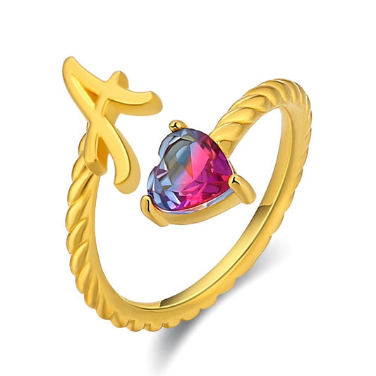 Love Letter Heart Ring - 925 Sterling Silver Fashion Statement Ring