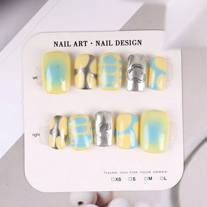 Short Square Almonds Y2K Press On Nail Art Aurora Cat's Eye Handwork Portable Convenient To Work Diy Short Fake Nails Wholesale