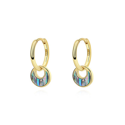 925 Sterling Silver Vintage Abalone Shell Earrings - Ocean Iridescent Jewelry USA