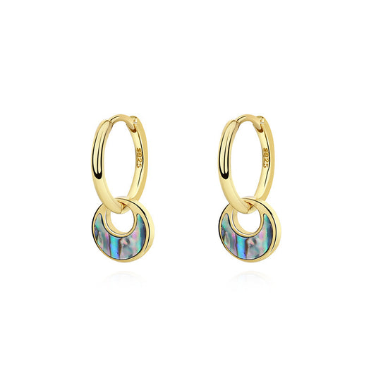 925 Sterling Silver Vintage Abalone Shell Earrings - Ocean Iridescent Jewelry USA
