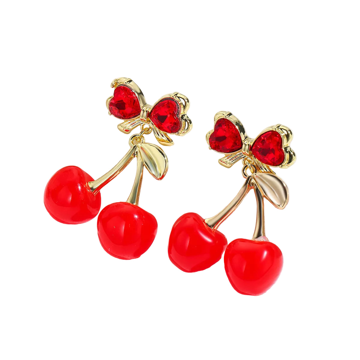 18K Gold Cherry Drop Earrings for an Elegant Style - Gloss&Glamorous