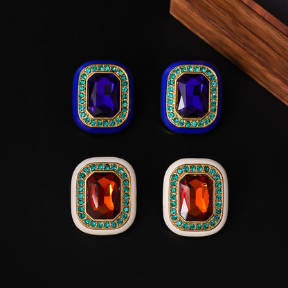 Retro Glass Candy Earrings - Versatile Geometric Female Style
