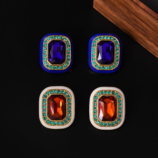 Retro Glass Candy Earrings - Versatile Geometric Female Style