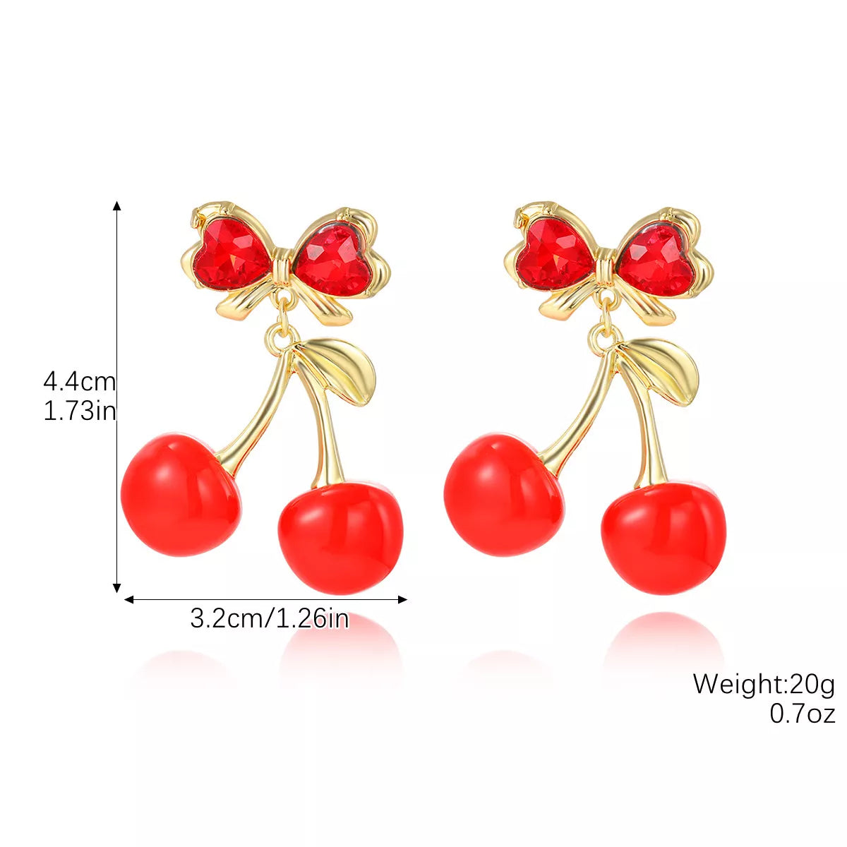 18K Gold Cherry Drop Earrings for an Elegant Style - Gloss&Glamorous