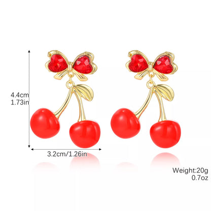 18K Gold Cherry Drop Earrings for an Elegant Style - Gloss&Glamorous