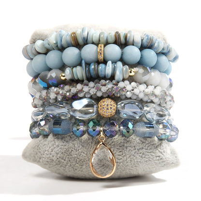 Women’s Glass Beaded Stretch Stackable Bracelet Set