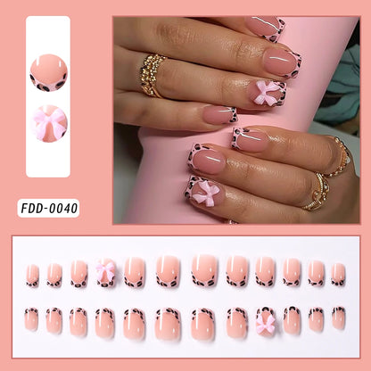 Square Head Flower Design Fake Nail Tips Acrylic Floral Wearable Ballet False Nail Artificial Full Cover Press on Nails