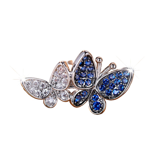 Blue Butterfly Ring - Electroplated Copper Women's Nature Design