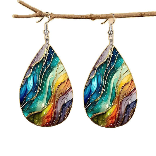 Water Ripple Acrylic Earrings - Colorful Fashion Pattern Ocean Design