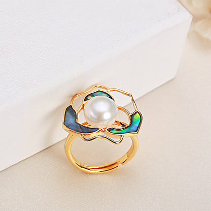 Pearl Camellia Flower Ring - Luxury 925 Sterling Silver Design