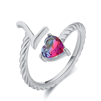 Love Letter Heart Ring - 925 Sterling Silver Fashion Statement Ring