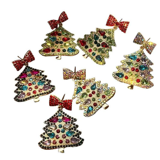 Festive Geometric Christmas Drop Earrings - Plated Alloy Holiday Statement Jewelry